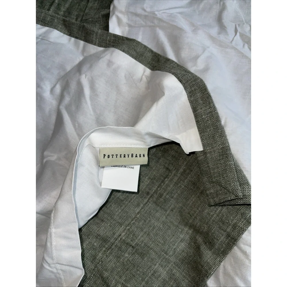 Pottery Barn 50x96 Linen Cotton Lined Green Curtain Panel Rod Pocket Back Tab